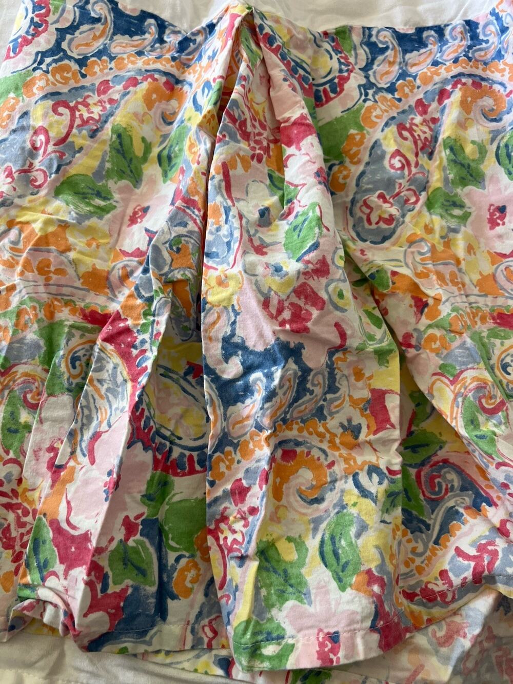 Ralph Lauren Springdale Paisley Queen Bed Skirt Pink Blue Preppy Spring 15” Drop